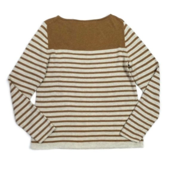J Crew Factory Breton Tan Cream Stripe Long Sleeve Embellished Sweater Womens XL - Picture 7 of 10